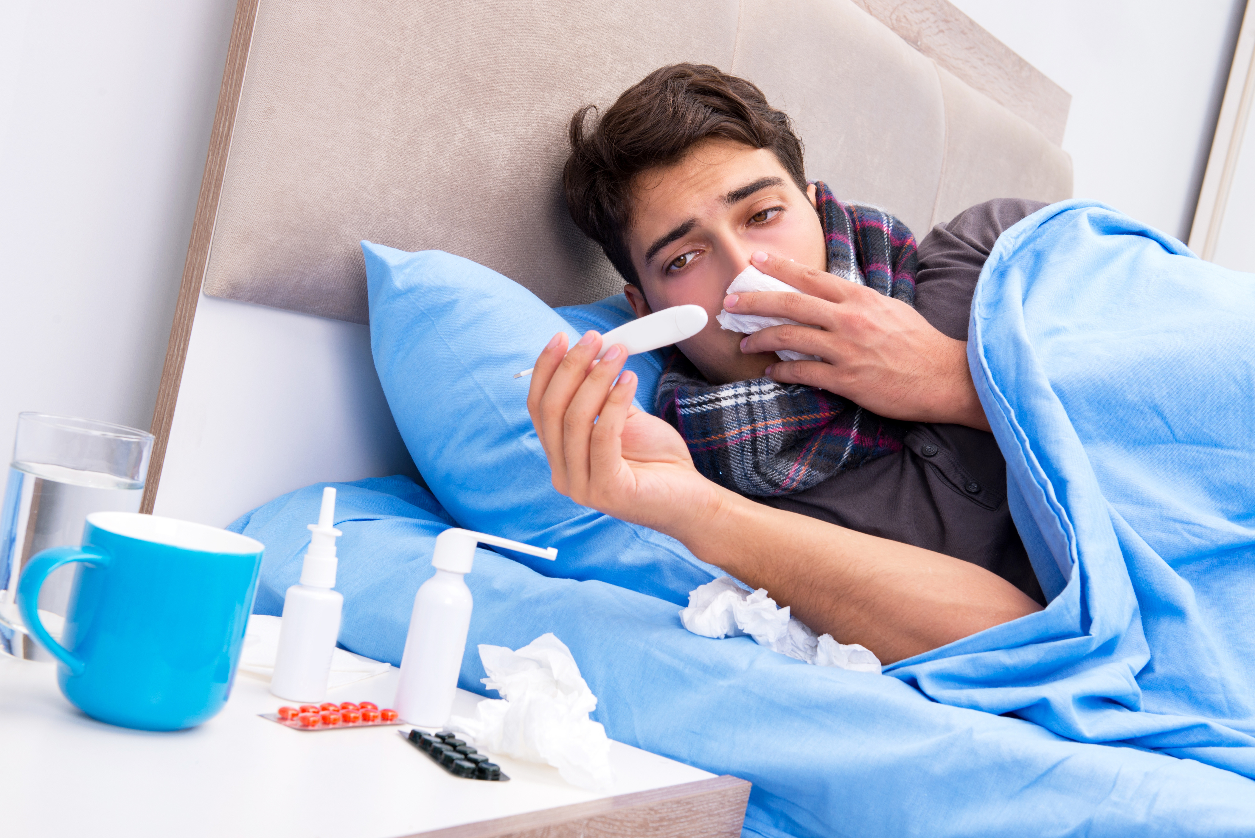 Sick Man with Flu  