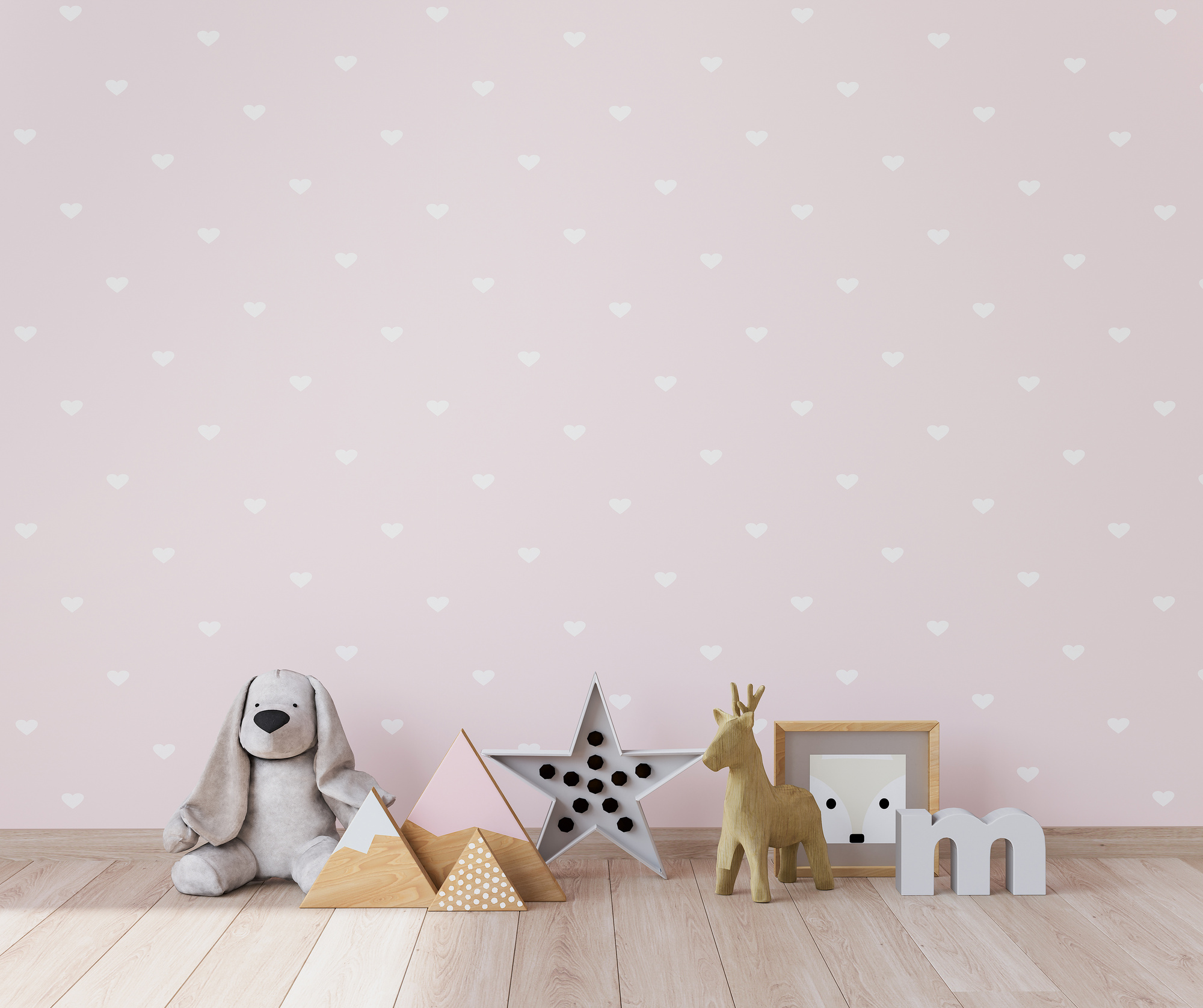 Mock Up wall In farmhouse Interior Background in baby room, nursery mockup. Stock photo